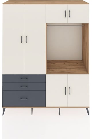 Kronos Gardrop 7 Raflı 3 Çekmeceli Tek Askılı 176x59x221 Çam-aytaşı/antrasit Aytaşı/antrasit
