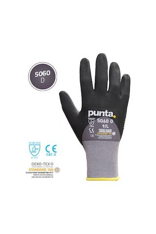 Punta 5060d Nylon/spandex Astar Üzeri 3/4 Dotlu Mikro Köpük Nitril Kaplı İş Eldiveni