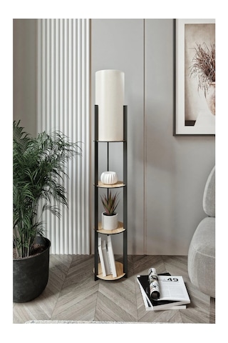 Ravilo Radiante Yuvarlak Raflı Lambader Meşe