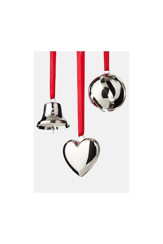 Georg Jensen Palladyum Kaplama 3 Lü Yılbaşı Süsü Seti, Koleksiyonluk Tasarım