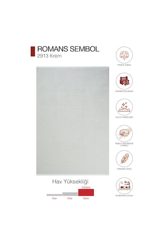 Romans Sembol 2913 Krem Düz Dokulu Akrilik Halı 200x