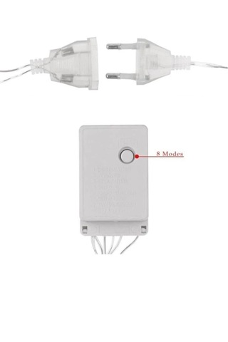 Sekizgen Led Işıklı Yılbaşı Saçak 10'lu Top Led 3 Metre 8 Fonksiyonlu Eklenebilir Dekoratif Yılbaşı Aydınlatma Günışığı