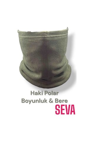 Seva Unisex Haki Çok Amaçlı Kışlık Polar Boyunluk Bere