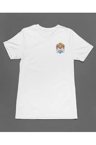 Bumeta Sarı Kasklı Kurtarıcı Rubble Paw Patrol Unisex Tişört T-shirt Beyaz