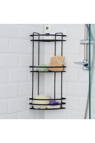 Suntel 3 Katlı Lamalı Duş Rafı Siyah