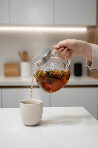 1000 Ml Isıya Dayanıklı Cam Demlik Çaydanlık Ocak Üstü Borosilikat Cam Çay Demliği Kettle Şeffaf