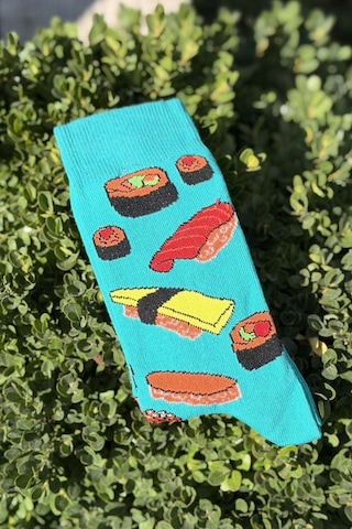 Lousocks Unisex Sushi Desenli Turkuaz Soket Çorap Lousocks Unisex Sushi Desenli Turkuaz Soket Çorap