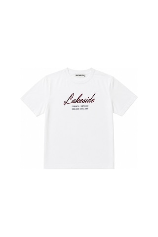 Me Selection Lakeside Tasarım %100 Pamuk Unisex Basic Tişört Beyaz
