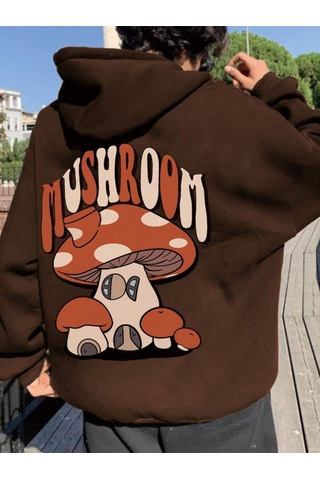 Altamira Unisex Mushroom Baskı Kapüşonlu Sweatshirt 001