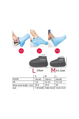 Silikon Ayakkabı Kılıfı Kaymaz Su Kir Geçirmez L Beden Siyah