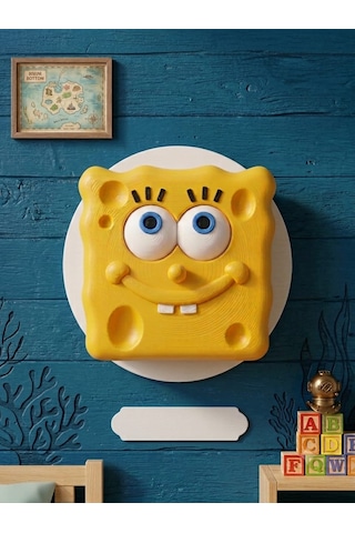Sünger Bob Çocuk Priz Kapağı Hareketli Gözlü Dekoratif Güvenlik Kapağı 3d Baskı Pla -