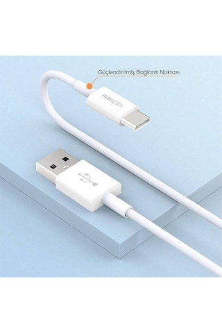 Rs06c Type-c Şarj Ve Data Kablo 3a Hızlı Şarj Özellikli Usb To Type-c 1m Beyaz