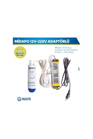 220-12 Volt Adaptörlü D.C Midapo Mini Dalgıc Pompa