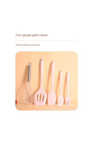 Jian Fan Silikon Spatula, Yiyecek Kadar Sakaklı Yüksek Sakaklı Dirençli Tuzağıolmayan, Mutfakı Saklığısoğuk Pot, Spatula, Sakıcıçorbaşı, Ev Mutfak Aletleri Seti, Pembe Pembe