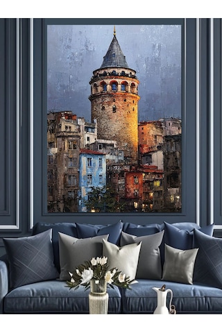 Ahşap Tablo İstanbul Galata Kulesi Şehir