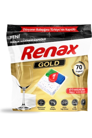Renax Gold Bulaşık Makinesi Kapsülü Hepsi Bir Arada 70 Li Tablet