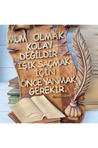 Ahşap Pano Mevlana Özlü Söz