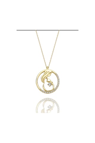 MaGold Yenidoğan Bebek Hamile Anne 14 Ayar Altın Kolye Altın