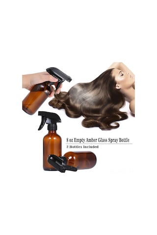 Qingmipy 2'li Kahverengi Cam Sprey Şişe Seti - 8oz Yeniden Doldurulabilir - Saç Bakımı Ve Bahçe İçin İnce Buhar Spreyi