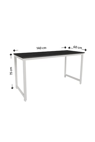 Siyah/beyaz 140x60 Çalışma Masası, Bilgisayar Masası, Ofis Masası, Metal Ayaklı Siyah Beyaz