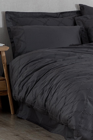 Ecocotton Mahfer Antrasit Çift Kişilik %100 Organik Pamuk Brodeli Nevresim Takımı Antrasit