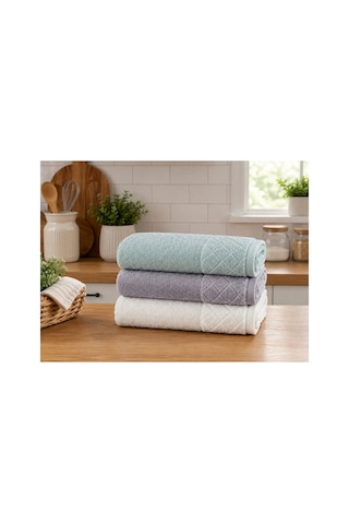 Kristal Desenli Havlu 30x50 Cm 3'lü Set %100 Pamuk - Softgarden Çok Renkli Kristal Desenli Havlu 30x50 Cm 3'lü Set %100 Pamuk - Softgarden Çok Renkli