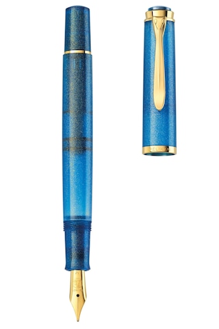 Pelikan M200 Golden Lapis Dolma Kalem Mürekkep Set- M Uç Mavi