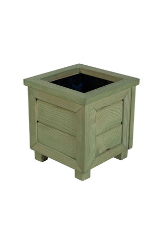 Kaf Ahşap Dekoratif Ahşap Saksı - Küçük Boy / Emprenye Yeşil