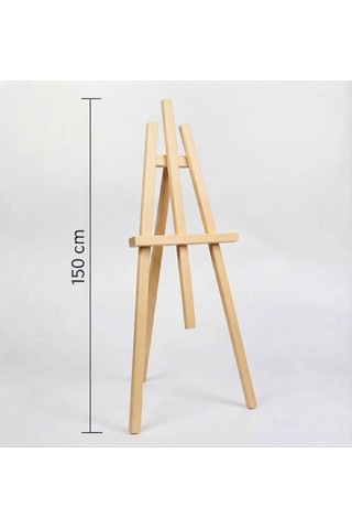 Ahşap Şövale Sergileme Standı 150 Cm - Doğal Ahşap Rengi