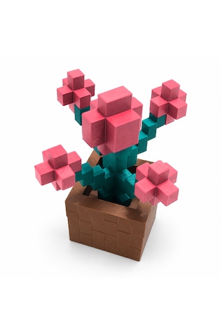 Piksel Orkide Biblo - 3d Baskı, Minecraft Esintili Pembe