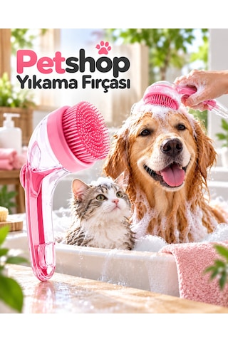 Şampuan Hazneli Silikon Pet Yıkama Fırçası Kedi Ve Köpekler İçin Pratik Banyo Tarağı Tkndy-bsva4969 Hoparlör