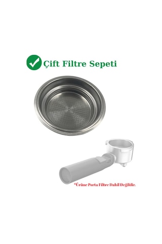 Arçelik Tem-9690 Uyumlu 51 Mm Çiftli Espresso Filtre Sepeti - Yedek Çelik Süzgeç Siyah - Gri