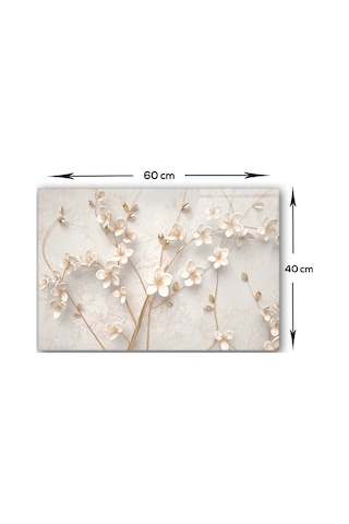 Decorita Cam Ocak Arkası Koruyucu| Beyaz Çiçek-Gold | 40cm x 60cm