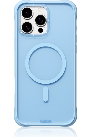 İphone 16 Pro Max Uyumlu Kılıf M-safe Şarj Özellikli Youngkit Macaroon Serisi Kapak Mavi Mavi