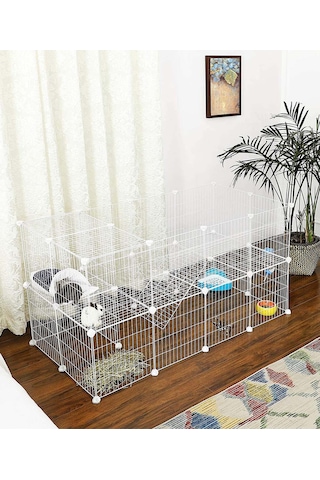 Hodbehod 36 Panel Beyaz Evcil Küçük Hayvan Kedi Köpek Kuş Evi Kafesi