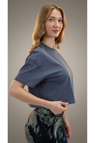 Heyy's Oversize Kadın Crop Antrasit Renk T-shirt Antrasit