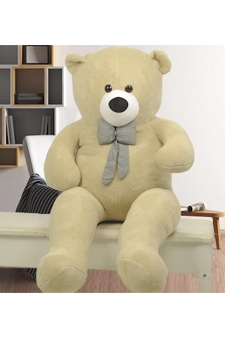 130 Cm Papyonlu Sevimli Peluş Ayı - Sevgiliye Özel Hediye Bej