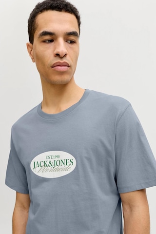 Jack & Jones Jorcatskılls Front Baskılı Erkek Tişört Bisiklet Yaka Kısa Kollu Koyu Gri