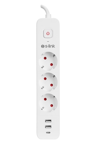 Northcity S-lınk Spg03tc 3 Soket Akım Korumalı Priz 1x Type-c 2xusb 5v 4a 1.5mt %100 Bakır 1mm Kablo 750 Joule Beyaz 1923