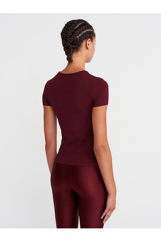 Dilvin 31906 Vücuda Oturan Kısa Kollu T-shirt-bordo Bordo