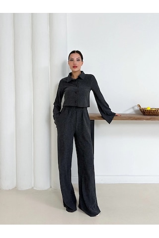 Gömlek Yaka Kaplama Düğmeli Takım Antrasit St265866 Antrasit