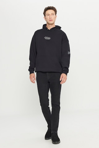 AC&Co / Altınyıldız Classics Erkek Sıyah Oversize Fit Bol Kesim Kapüşonlu İçi Polarlı Pamuklu Sweatshirt Siyah