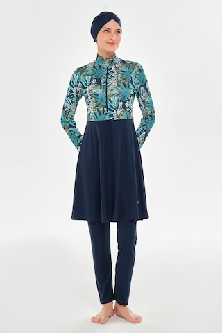 Yarım Fermuarlı Likralı Tam Kapalı Tesettür Mayo 3124 Koyu Lacivert Koyulaci01 Koyu Lacivert