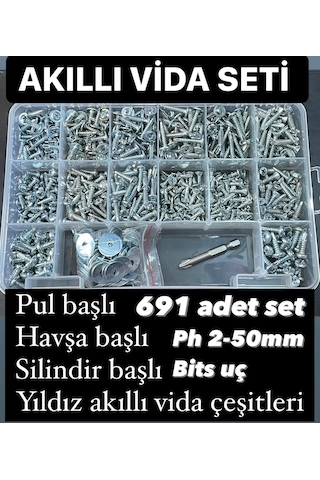 691 Parça Akıllı Vida Seti Pul Ph 2 Yıldız Uç