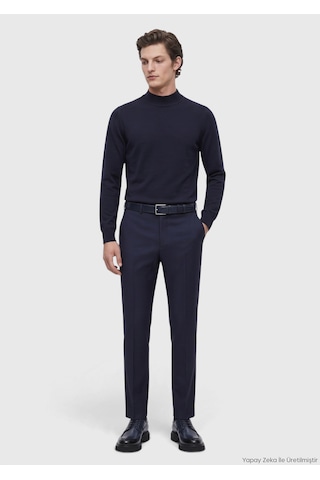 Ramsey Saks Modern Fit Klasik Yün Karışımlı Pantolon saks saks