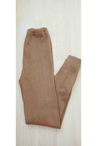 Darimo Kadın-Erkek Hakiki Deve Yünlü Kalın Kışlık Alt Pijama Kahverengi