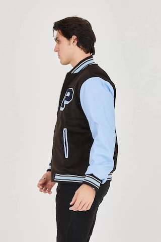 Erkek İçten Elyaf Ve Astarlı Kolları Suni Deri Ceket - Mavi Mavi