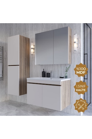 Teta Home Tokyo 80 Cm Mdf Banyo Dolabı Seti +boy Dolabı Sonoma-vanilya Sonoma - Vanilya