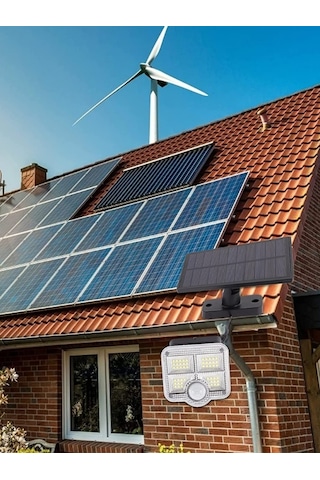 Solar Güneş Enerjili 122 Ledli Kumandalı Hareket Sensörlü Aydınlatma Sokak Lambası