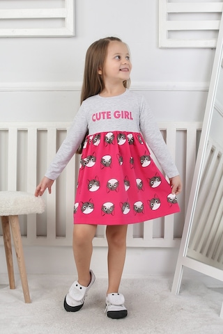 Kız Çocuk Elbise Cute Girl Fuşya